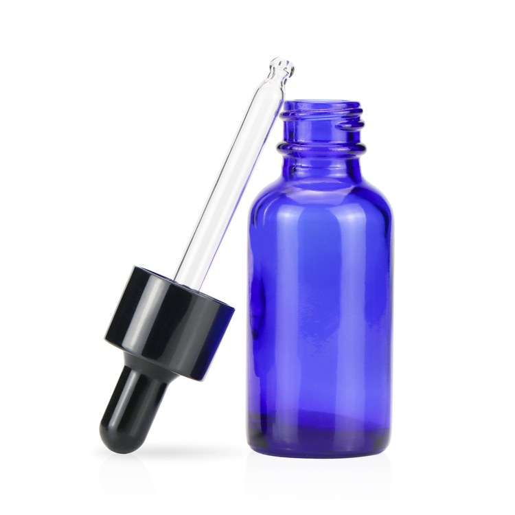 1/2 oz 1 oz 2 oz 4 oz 8 oz 16 oz 32 oz Blue Empty Boston Round Glass Bottle for Essential Oil with Dropper