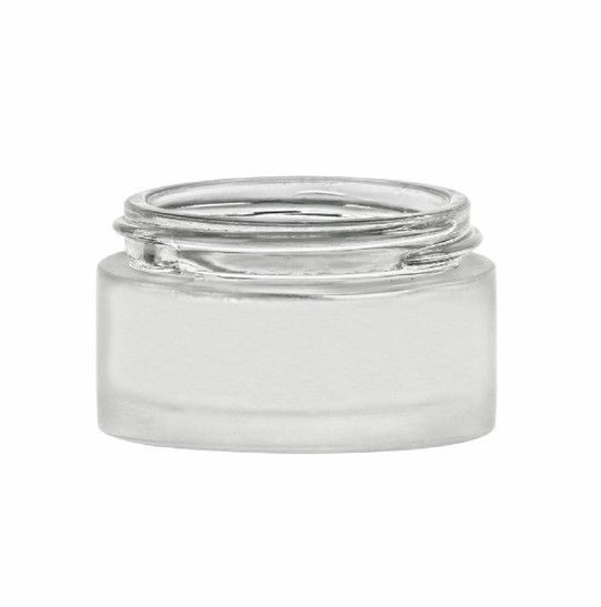 1/2 oz clear glass cylinder low-profile jar with white 40-400 neck finish Lids