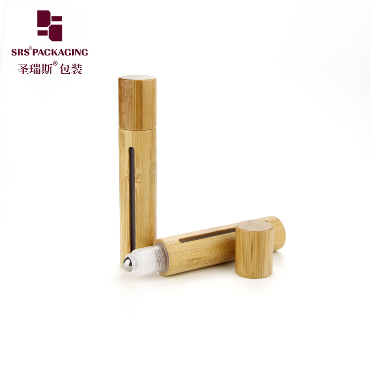 1/2 oz luxury customized natural round roll on serum glass bamboo roller bottle
