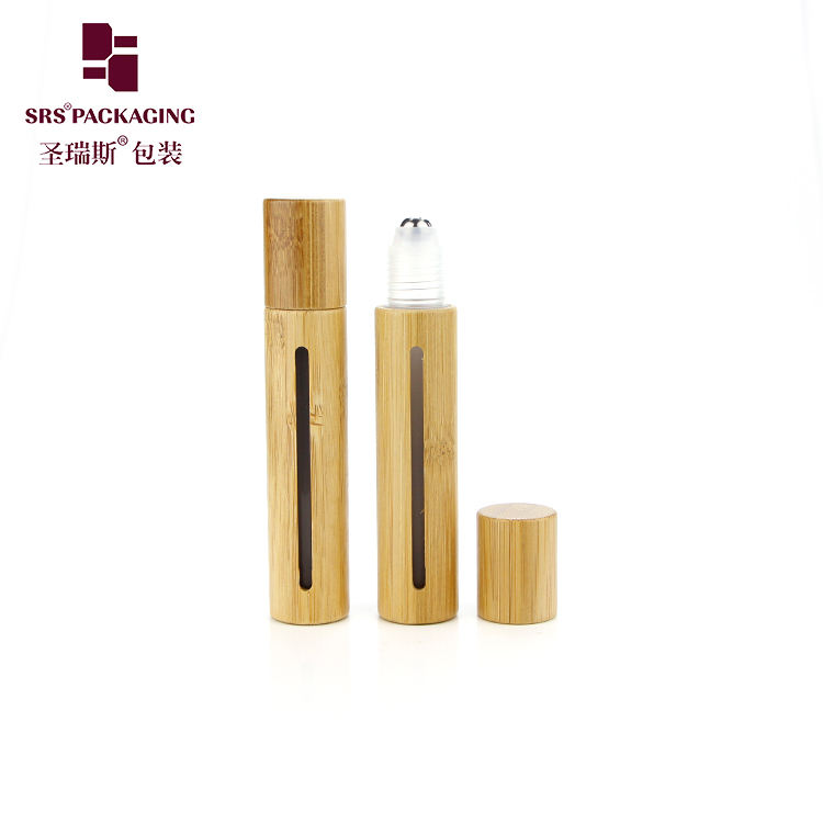 1/2 oz luxury customized natural round roll on serum glass bamboo roller bottle