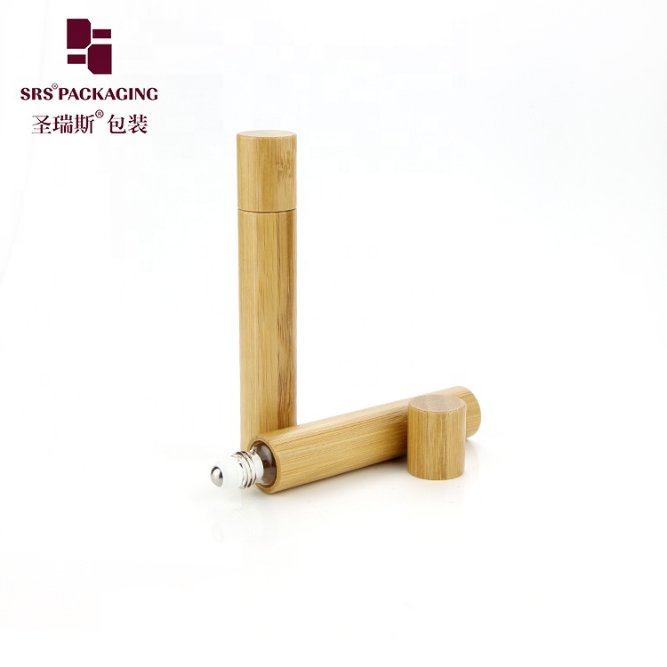 1/2 oz luxury customized natural round roll on serum glass bamboo roller bottle