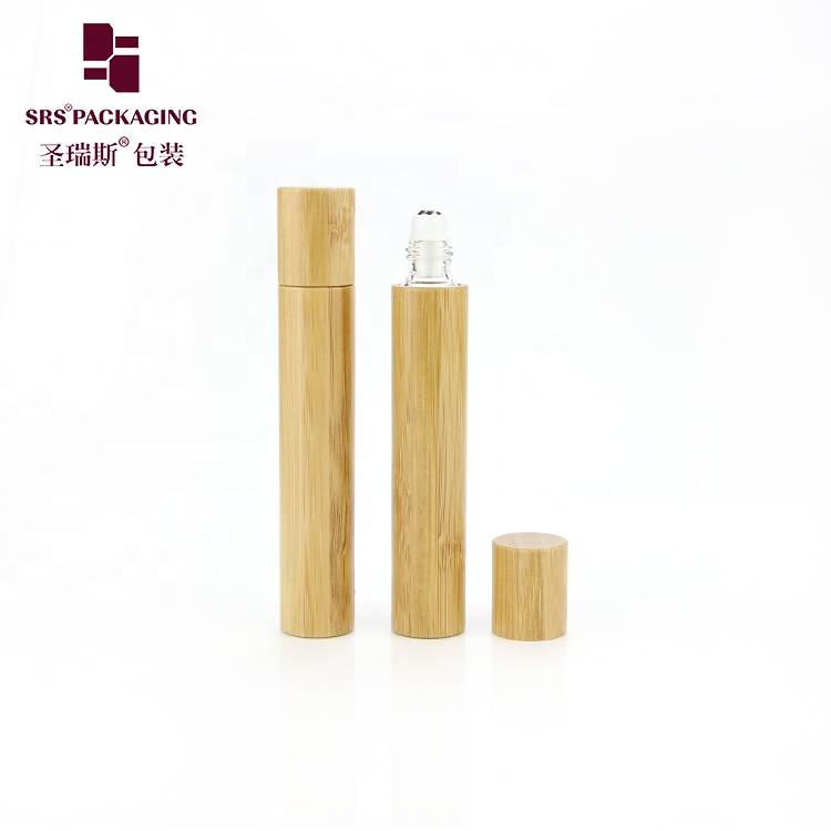 1/2 oz luxury customized natural round roll on serum glass bamboo roller bottle