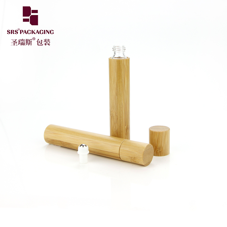 1/2 oz luxury customized natural round roll on serum glass bamboo roller bottle