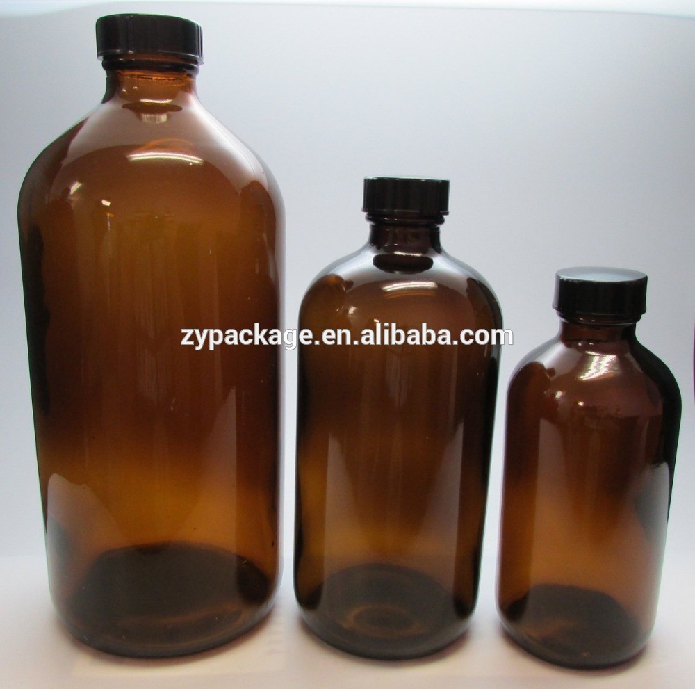 1/2oz 1oz 2oz 4oz 8oz 16oz 32oz amber green blue clear boston round glass bottle