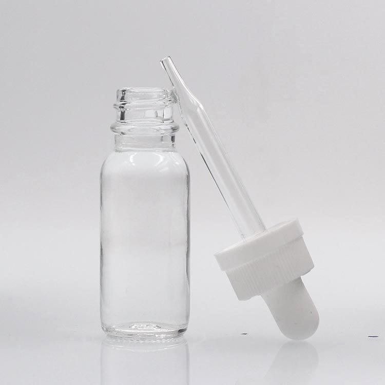 1/2oz 1oz 2oz 4oz Clear Boston E Juice Essential Oil Glass Dropper Bottle with Black Collar