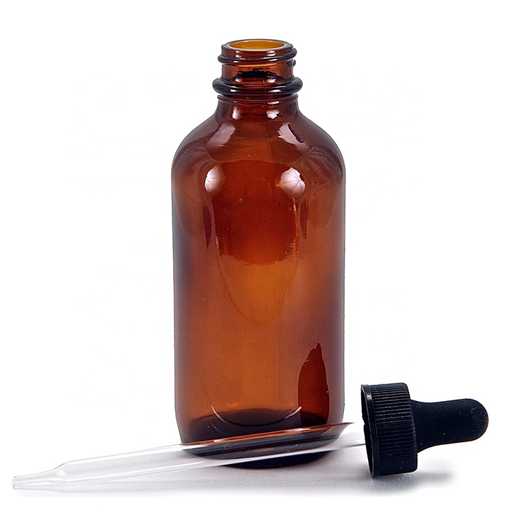 1/2oz 1oz 2oz 4oz Clear Boston Round Glass Bottle e liquid Essential Oil Glass Dropper Bottle