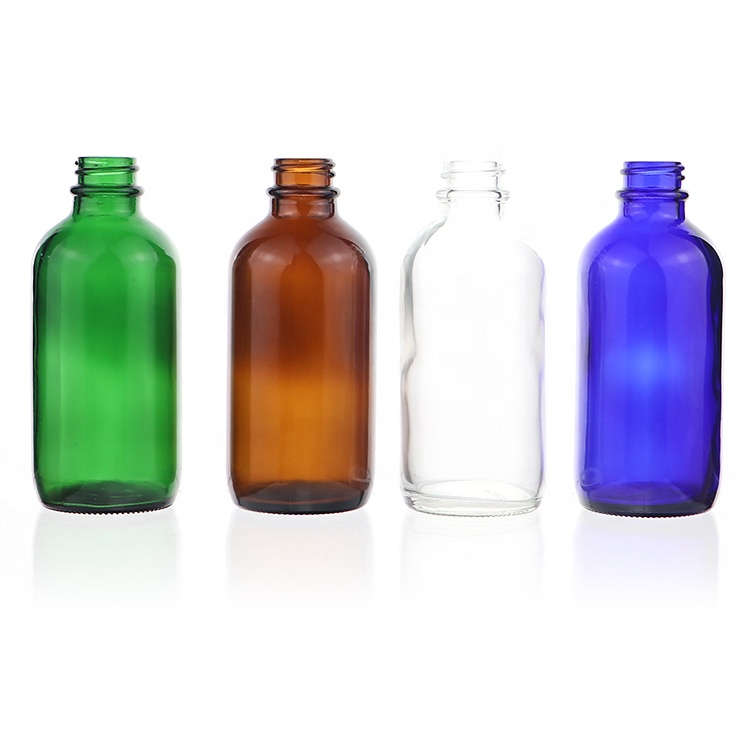 1/2oz 1oz 2oz 4oz Clear Boston Round Glass Bottle e liquid Essential Oil Glass Dropper Bottle