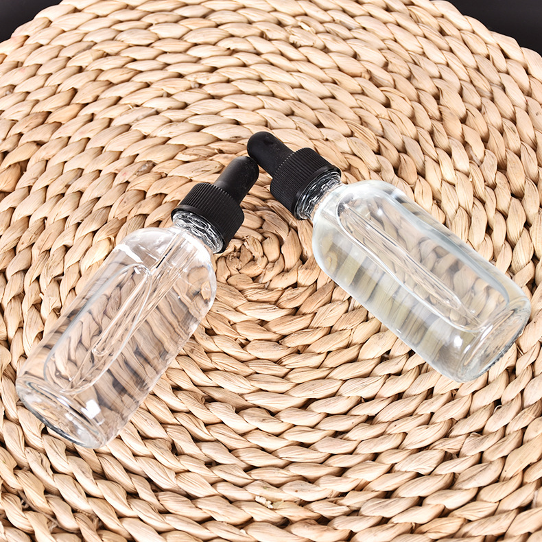1/2oz 1oz 2oz 4oz clear glass boston essential oil bottle with dropper