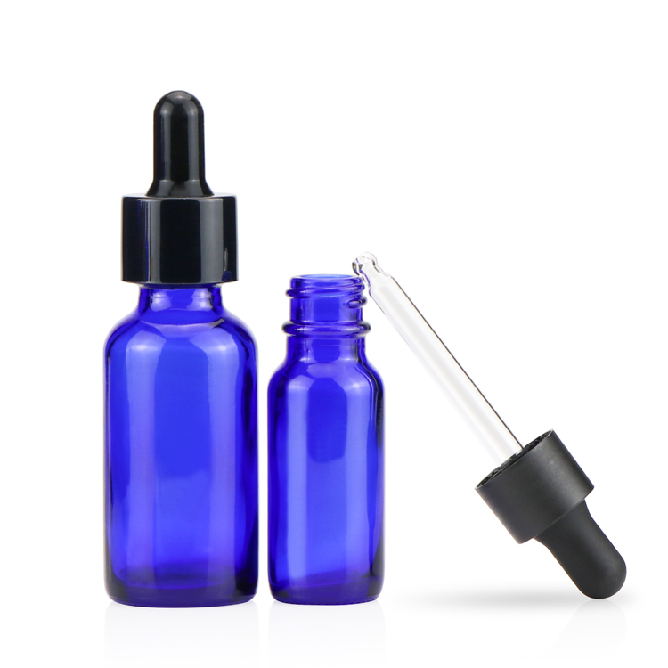 1/2oz 1oz 2oz 4oz customized e juice e liquid packing blue green amber boston round glass dropper essential oil bottle