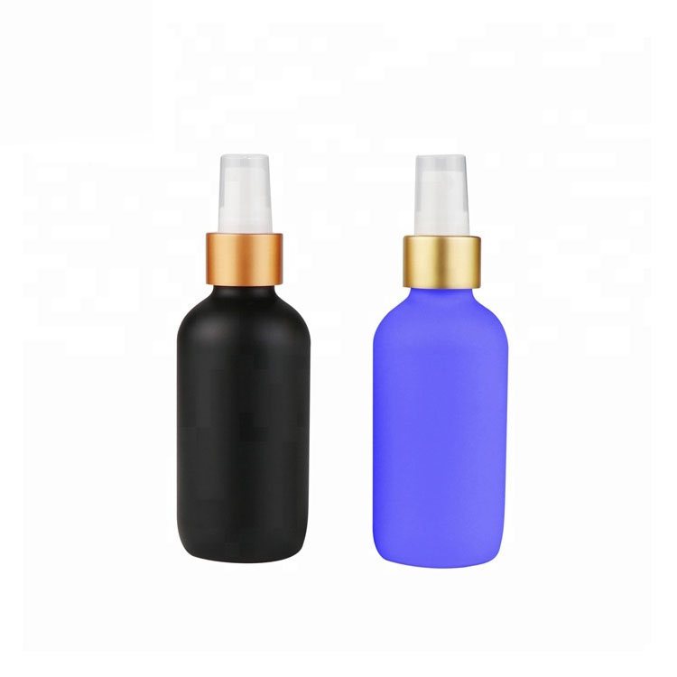 1/2oz 1oz 2oz 4oz matte black frosted pump sprayer essential oil glass boston round spray bottle for oils
