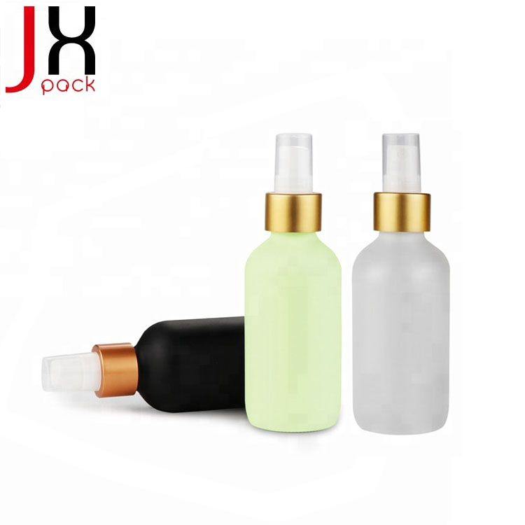 1/2oz 1oz 2oz 4oz matte black frosted pump sprayer essential oil glass boston round spray bottle for oils