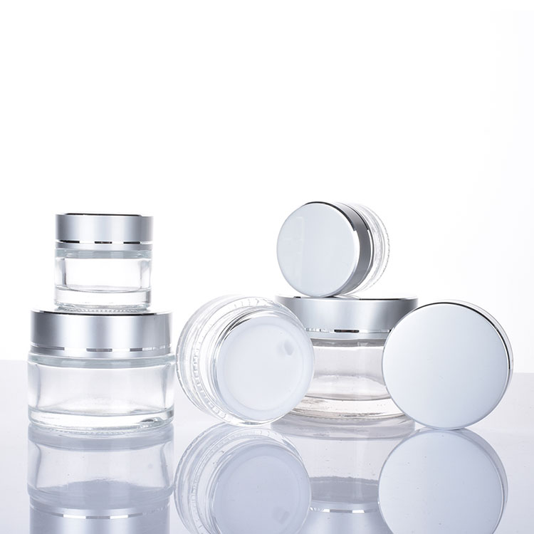 1/2oz 1oz 2oz Cosmetic container transparent glass jars with screw lid