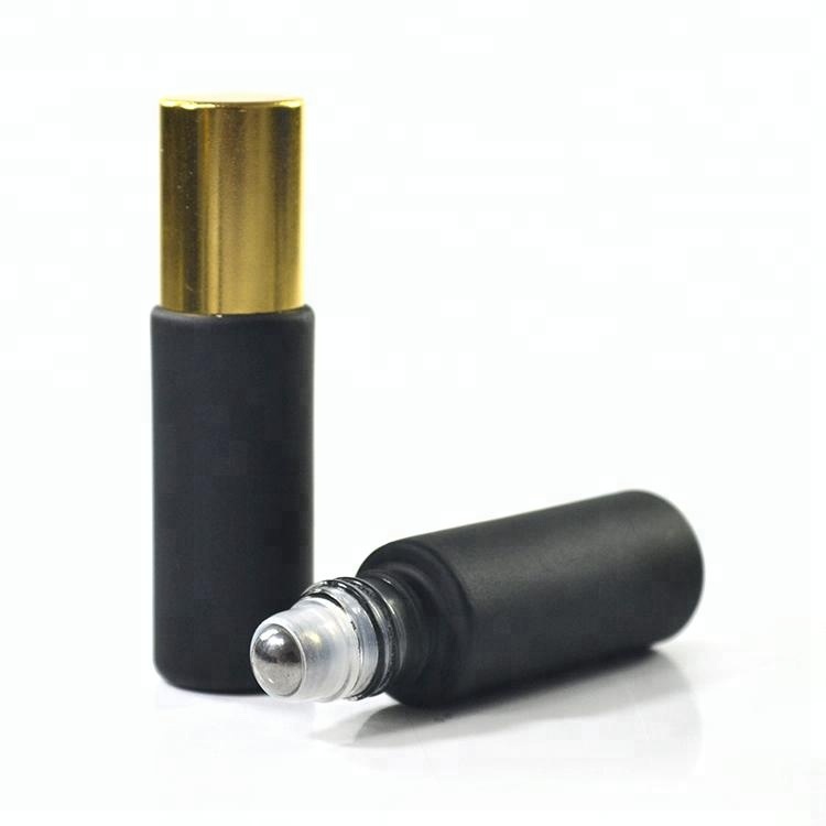 1/3 OZ 10 ML 6ml Refill Empty BLACK Perfume Glass Roll On Bottle with Roller Ball