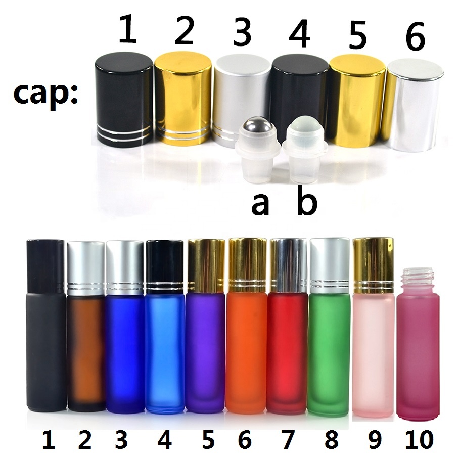 1/3 OZ 10 ML 6ml Refill Empty BLACK Perfume Glass Roll On Bottle with Roller Ball