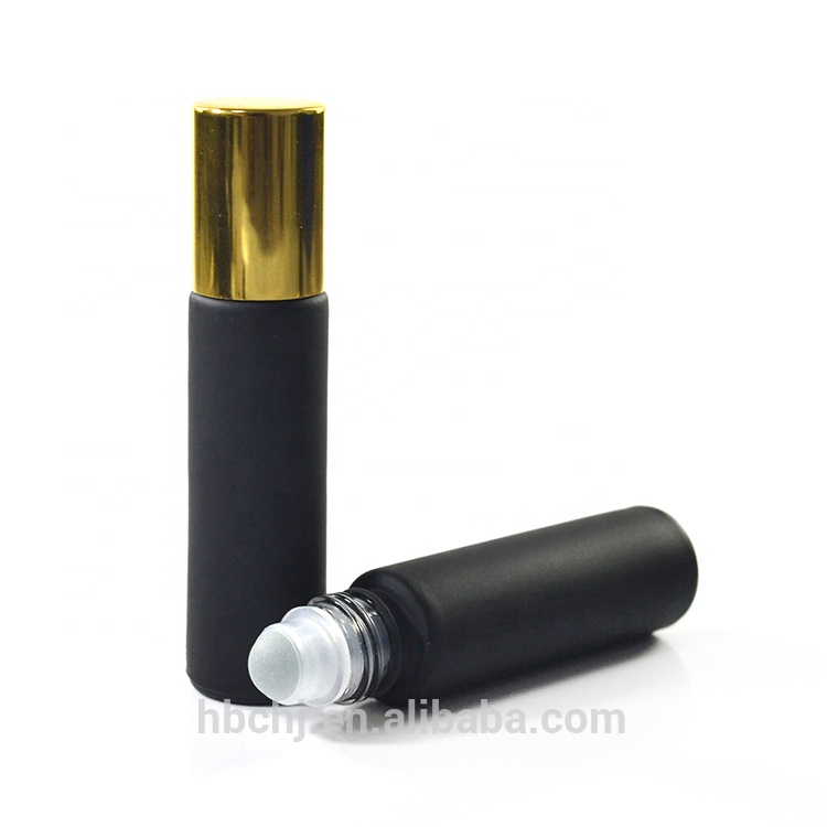 1/3 oz 10ml 6ml Refill Empty BLACK Perfume Glass Roll On Bottle with Roller Ball