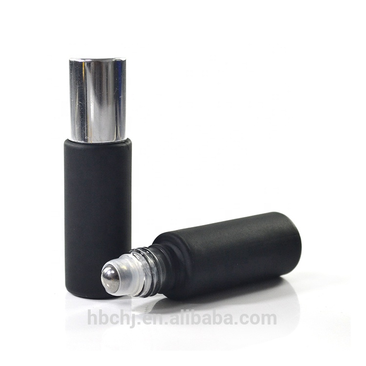 1/3 oz 10ml 6ml Refill Empty BLACK Perfume Glass Roll On Bottle with Roller Ball