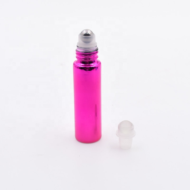 1/3 oz 10ml small Electroplated Pink gold plated roll on bottle aromatherapy essential oil glass new diffuser with roller ball
