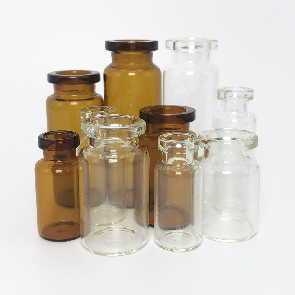 1-30ml amber or clear borosilicate and soda lime glass pharmaceutical glass vial with rubber stopper