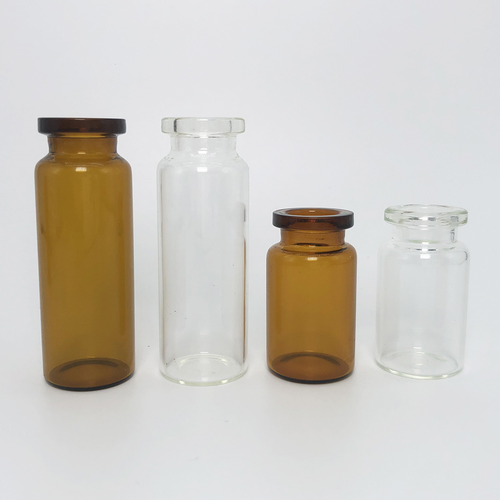 1-30ml amber or clear borosilicate and soda lime glass pharmaceutical glass vial with rubber stopper