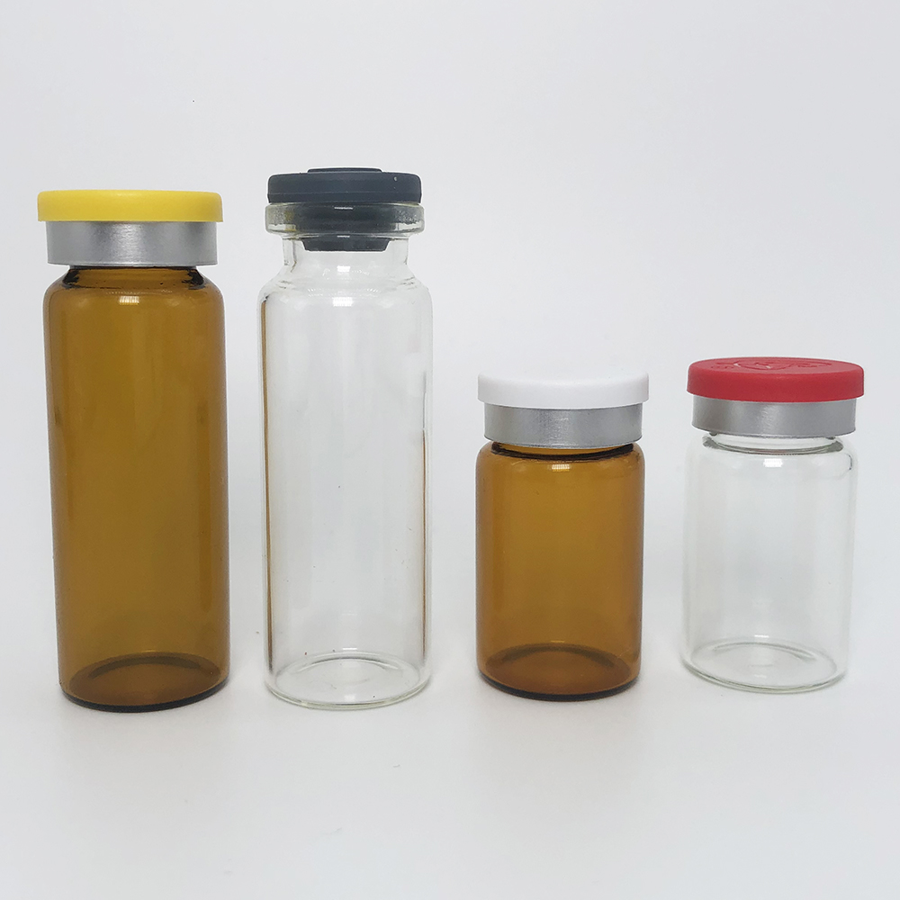 1-30ml amber or clear borosilicate and soda lime glass pharmaceutical glass vial with rubber stopper