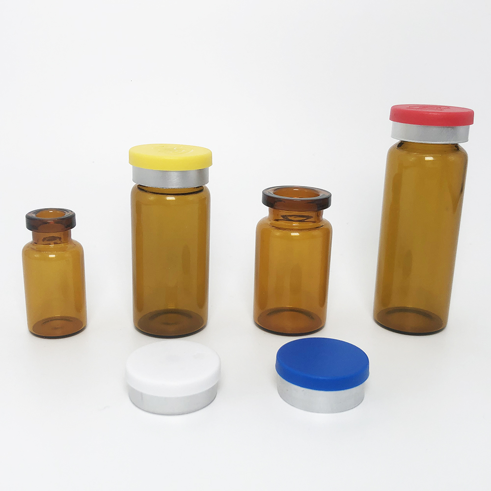 1-30ml amber or clear borosilicate and soda lime glass pharmaceutical glass vial with rubber stopper