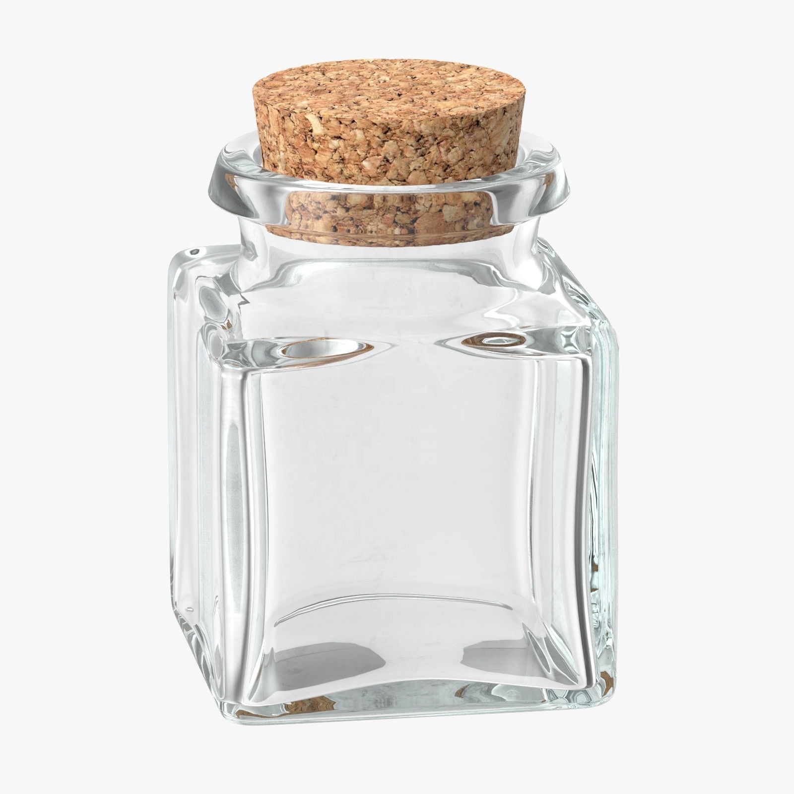 1.4 oz Square Glass Flint Cork Top Jar, mini glass jar with cork