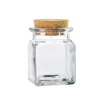 1.4 oz Square Glass Flint Cork Top Jar, mini glass jar with cork