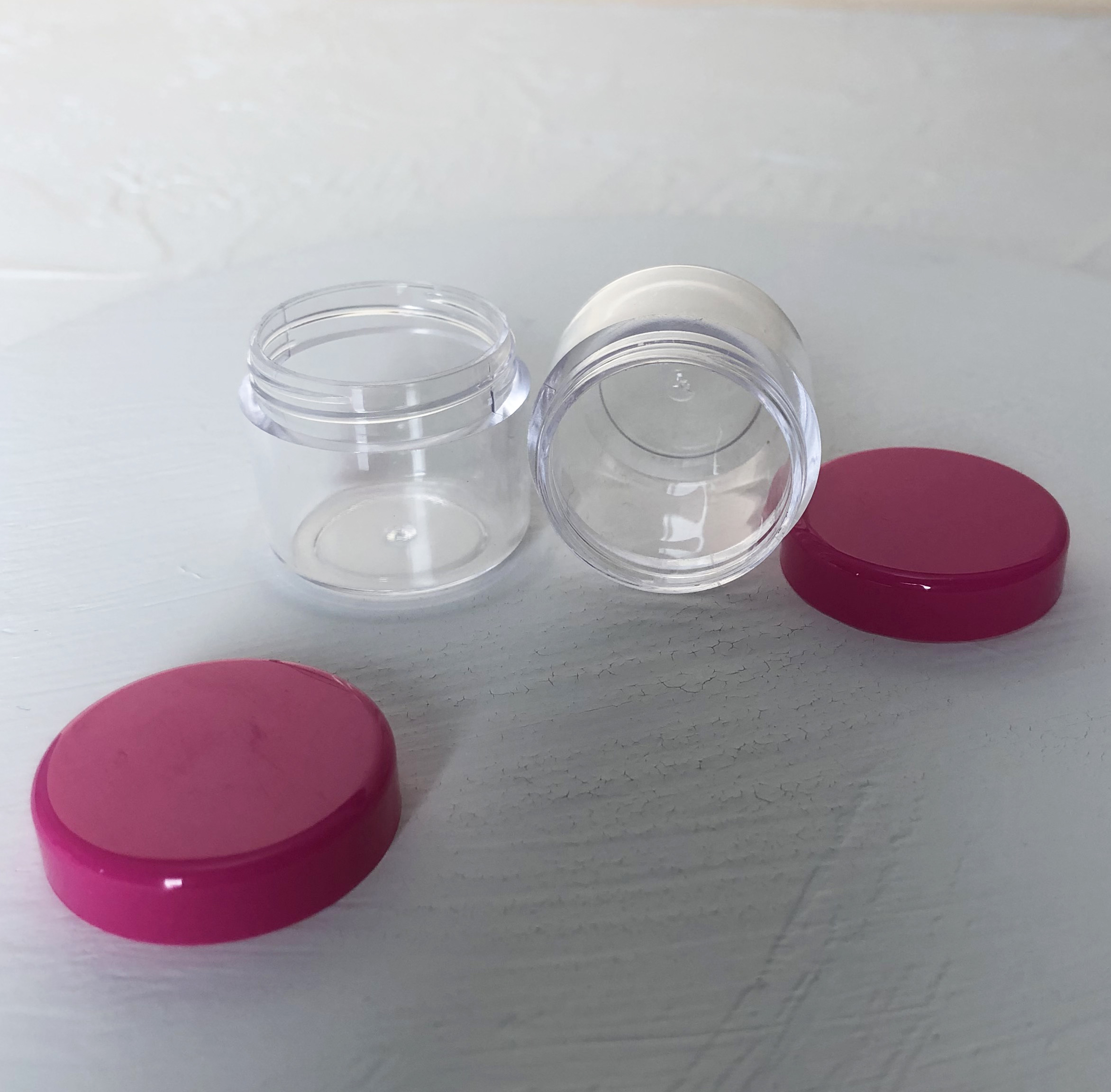 1/4 oz clear PS plastic thick wall jar 1/4 fl. oz. clear straight sided PS Polystryrene plastic jar