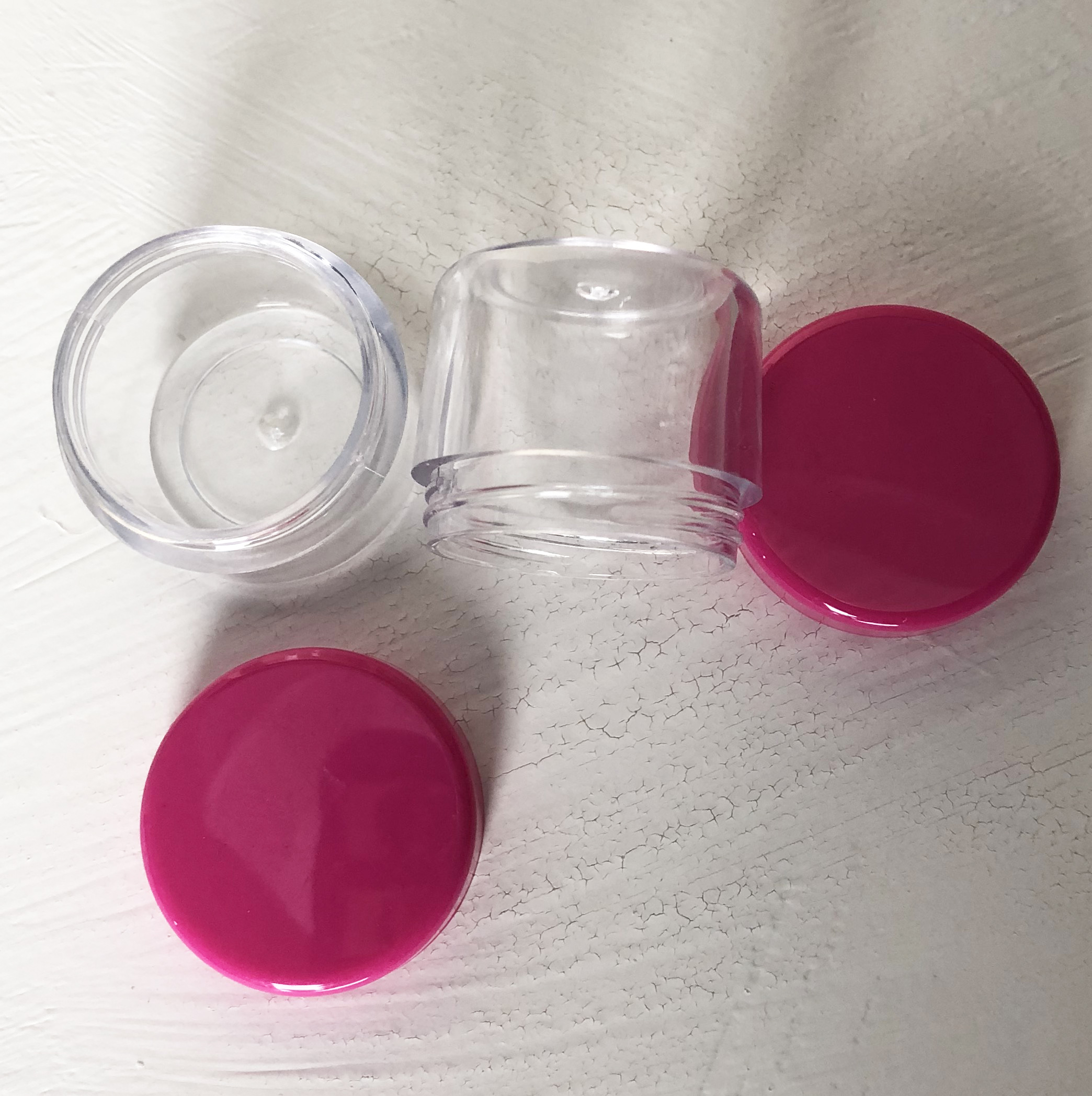 1/4 oz clear PS plastic thick wall jar 1/4 fl. oz. clear straight sided PS Polystryrene plastic jar