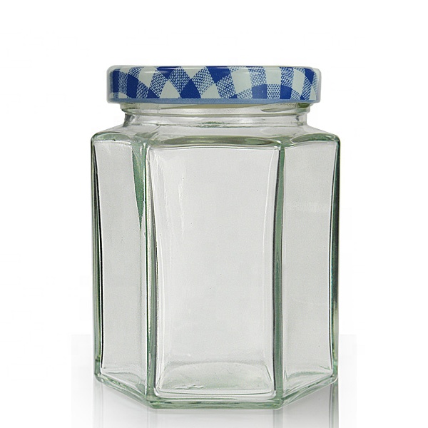 1.5 oz Clear Glass Hexagon Jars (Gold Metal Lug Cap)