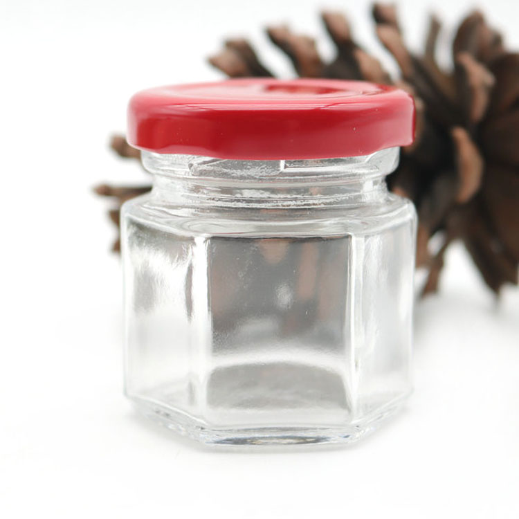1.5 oz Lead-free Hexagon Mini Glass Honey Jars