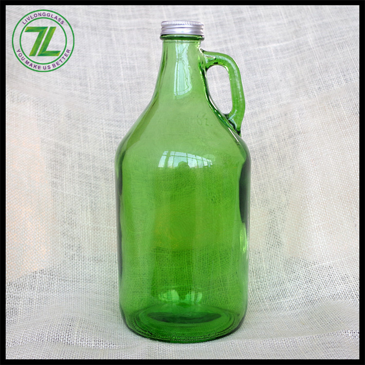1.5L Half Gallon Green Glass Jug Kitchen Pot Wine Bottle with Screw Cap