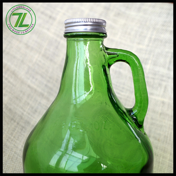1.5L Half Gallon Green Glass Jug Kitchen Pot Wine Bottle with Screw Cap