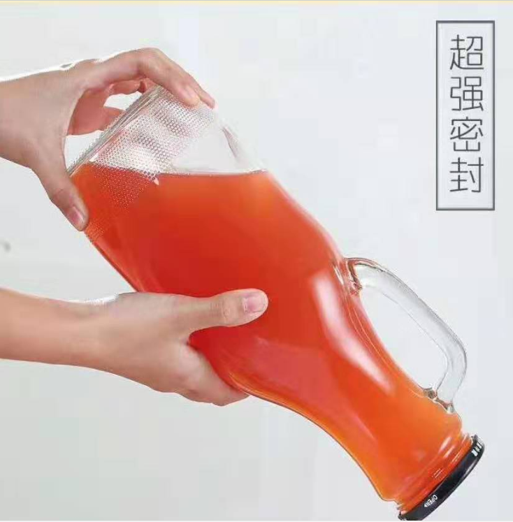 1.5L custom juice handle bottle with metal cap
