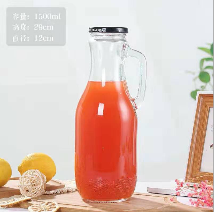 1.5L custom juice handle bottle with metal cap