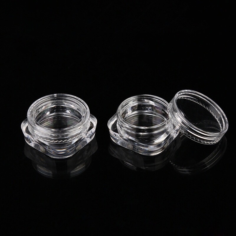 1.5g 2g PS plastic square clear loose powder cream jar, glitter powder jar, cosmetic sample jar