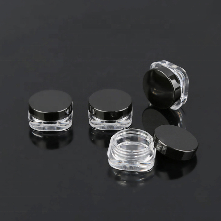 1.5g 2g PS plastic square clear loose powder cream jar, glitter powder jar, cosmetic sample jar