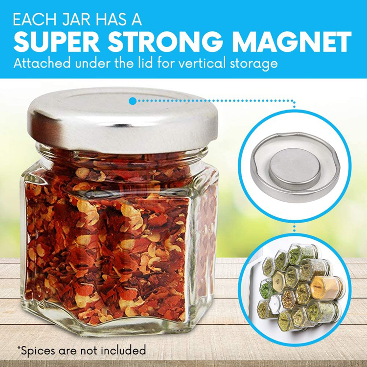 1.5oz 45ml Kitchen Glass Jars Storage Bottles with Magnetic Lids for Spice