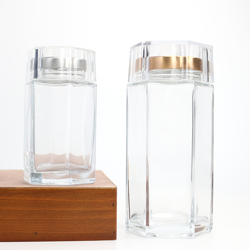 1.6oz 3oz 4oz 5oz 6oz 9oz 12oz 17oz 25oz Hexagon Shaped Hermetic Glass Jar With Metal Lid