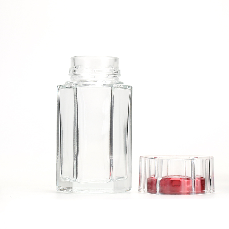 1.6oz 3oz 4oz 5oz 6oz 9oz 12oz 17oz 25oz Hexagon Shaped Hermetic Glass Jar With Metal Lid