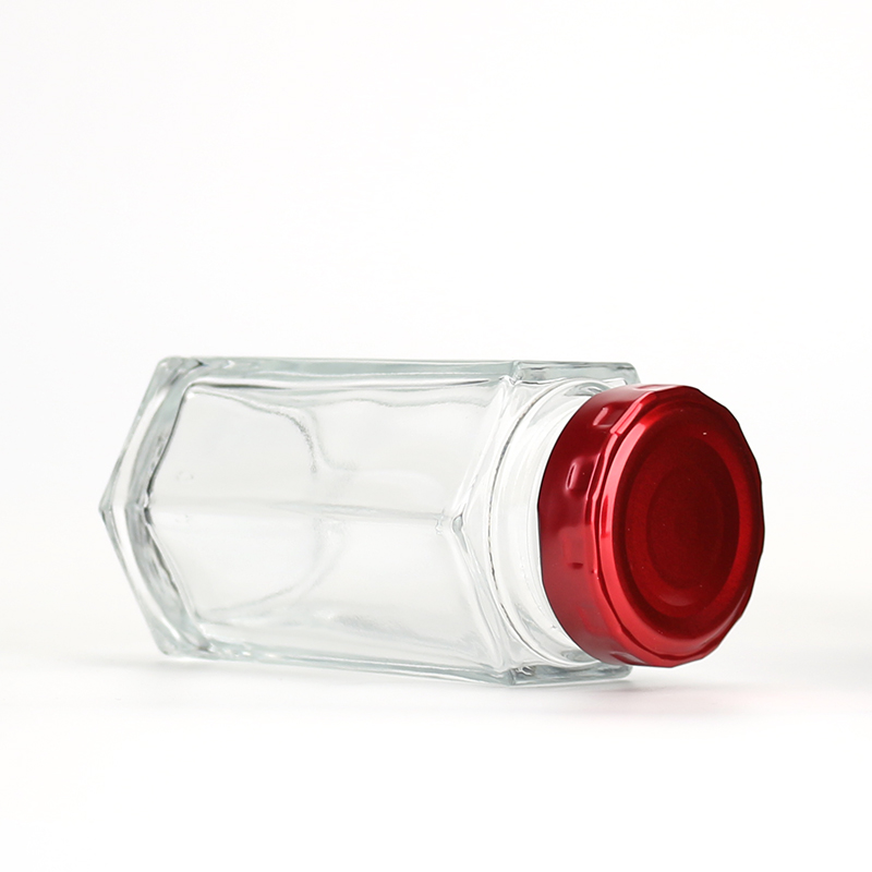 1.6oz 3oz 4oz 5oz 6oz 9oz 12oz 17oz 25oz Hexagon Shaped Hermetic Glass Jar With Metal Lid