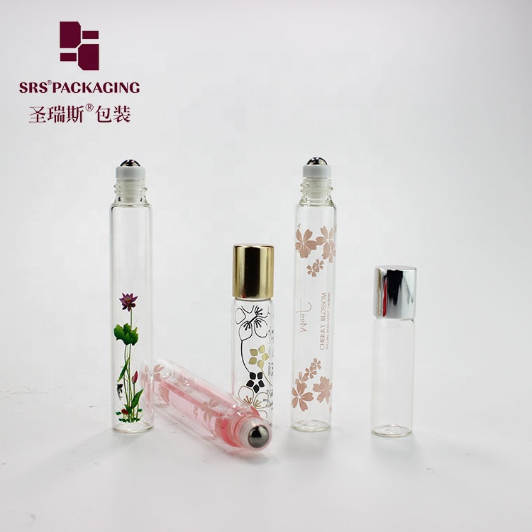 1/6oz 5ml mini roll-on glass essential oil bottle metal roller ball home fragrance bottle