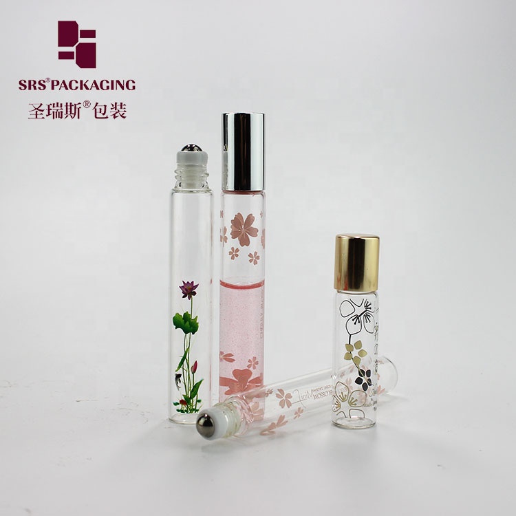 1/6oz 5ml mini roll-on glass essential oil bottle metal roller ball home fragrance bottle