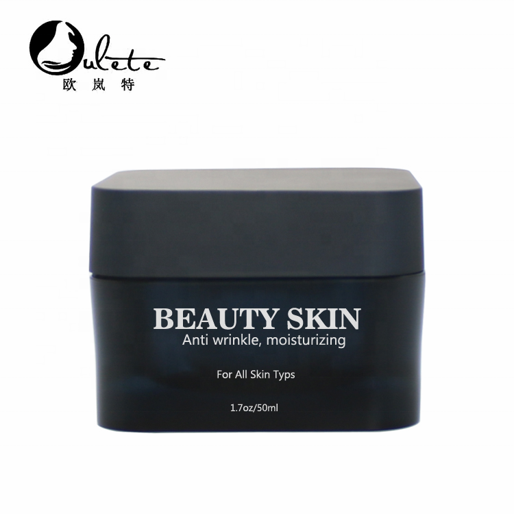 1.7oz matte black square acrylic cosmetic container empty cream jar 50ml