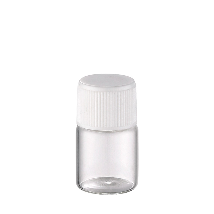 1/8 1/4 dram Clear Small Glass Vials 2ml 4ml Glass Tube Orifice Reducers White Caps