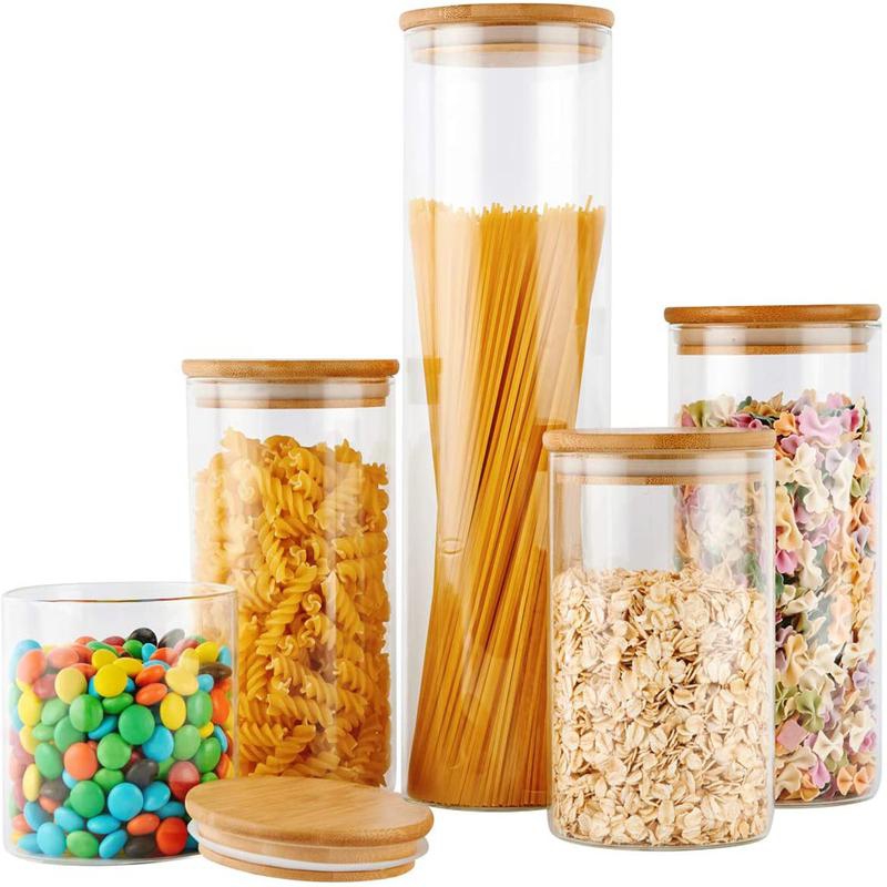 1.8-2.2mm Borosilicate Glass Storage Jar With Cork For Storage Glass Storage Tank Glass Spice Jar With Wooden Lid