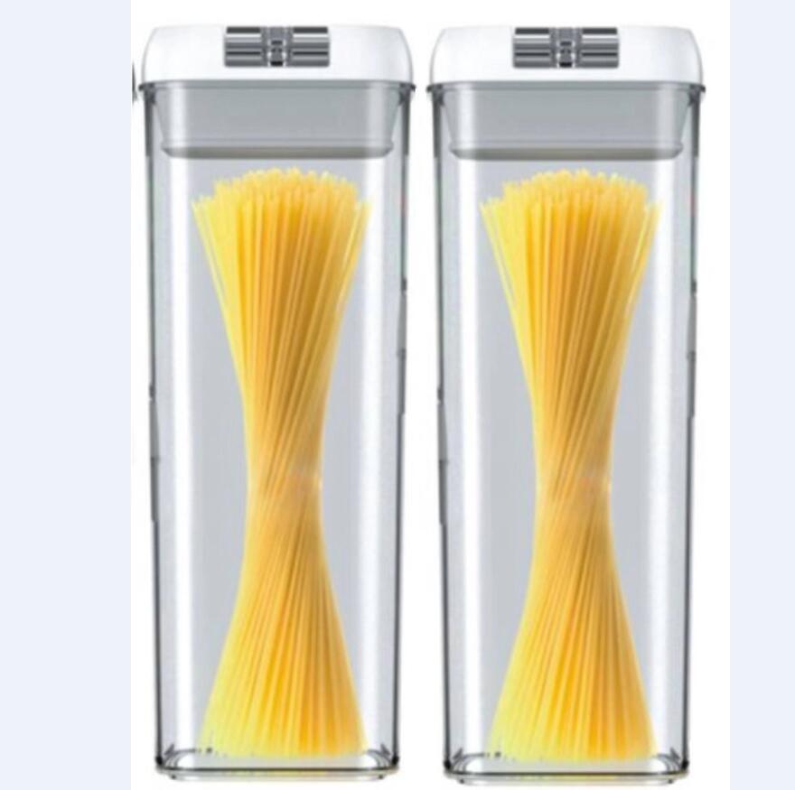 1.9L Square Plastic Clear Airtight Kitchen Food Storage Container Set Of 2 with Lids for Kitchen Organization