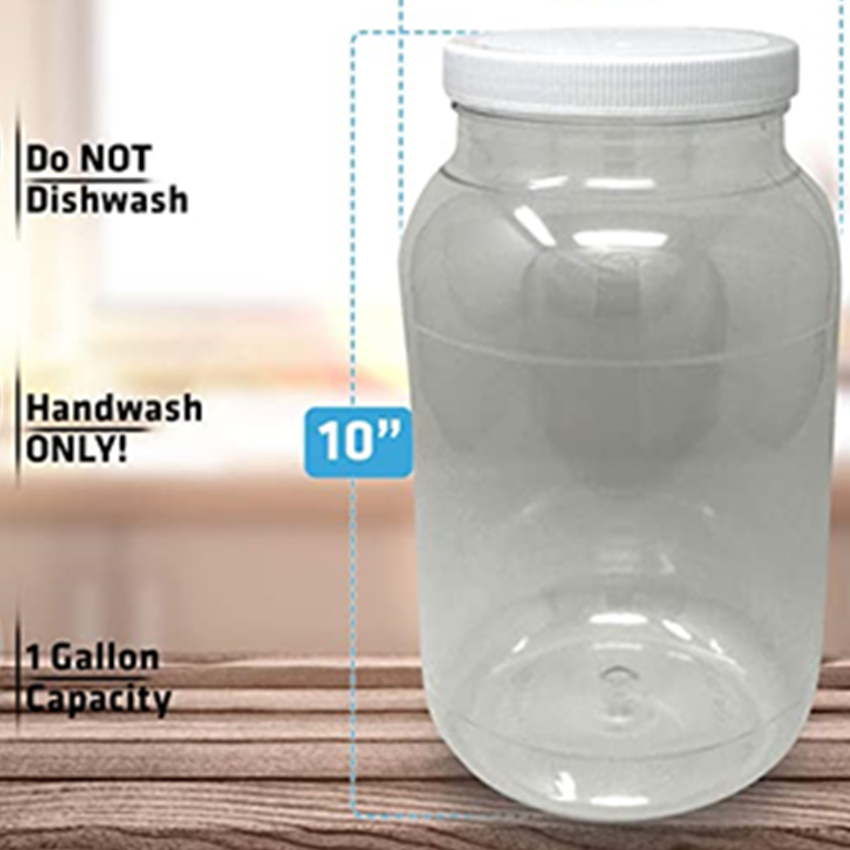 1 Gallon Clear Plastic Jars With Ribbed Liner Screw On Lids,PET Plastic, Bulk Storage Containers
