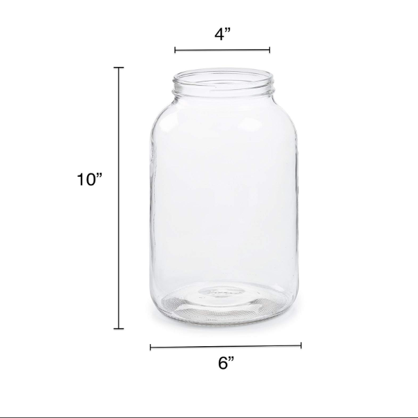 1 Gallon Wide Mouth Glass Jar with Plastic Airtight Lid