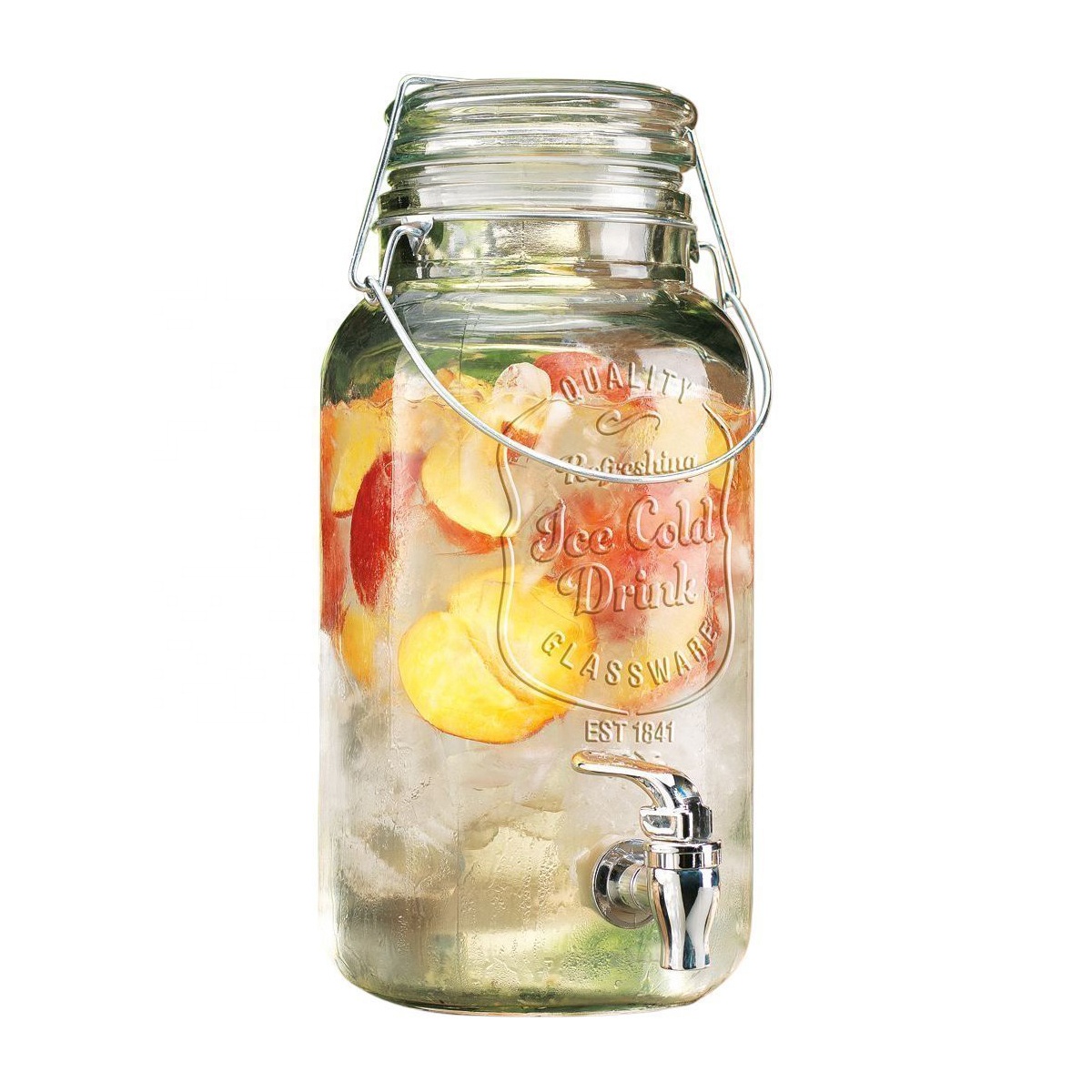 1 Gallon mason jar glass water beverage dispenser with stainless steel tap